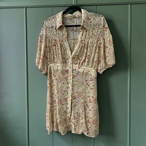 Free People Floral Sheer Mini Dress/Tunic Blouse. Size: Large